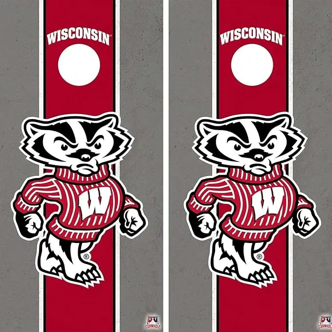 KT Cornhole Wisconsin Badgers Officially Licensed Vinyl Wraps, Laminated Cornhole Vinyl Wrap Stickers