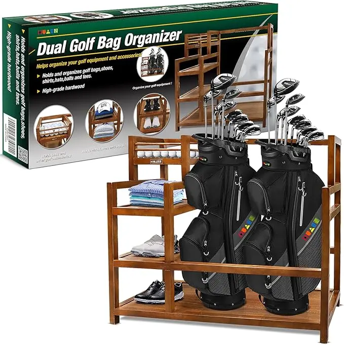 HUAEN Wooden Golf Storage Organizer