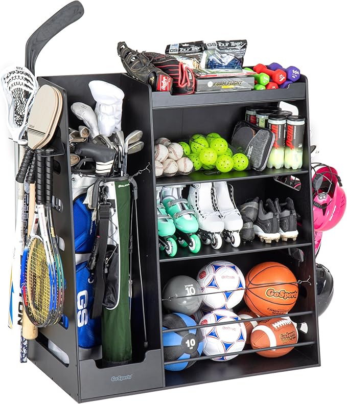 GoSports Premium Wooden Sports Equipment Organizer