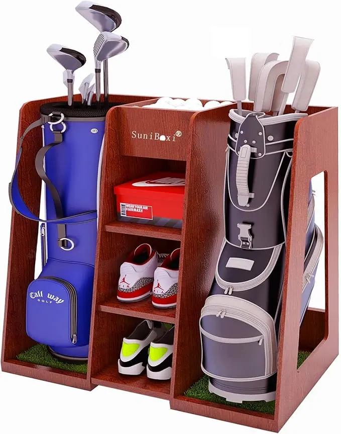 SuniBoxi Wooden Golf Bag Organizer